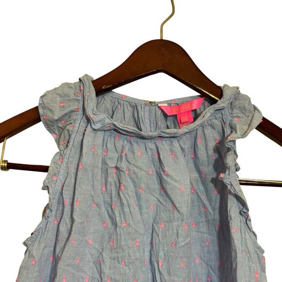 Lilly Pulitzer Kirstin Top Bluebell Neon Chambray Clip Size XX Small - Picture 4 of 5